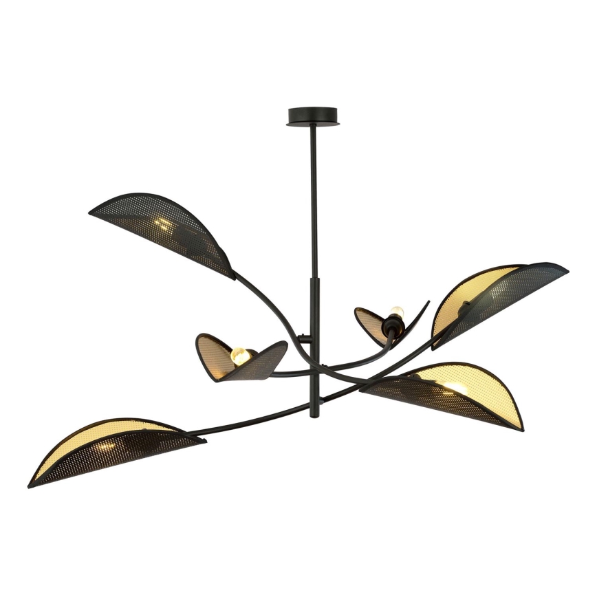 Κρεμαστό φωτιστικό LOTUS 6xE14/10W/230V μαύρο/χρυσαφί
