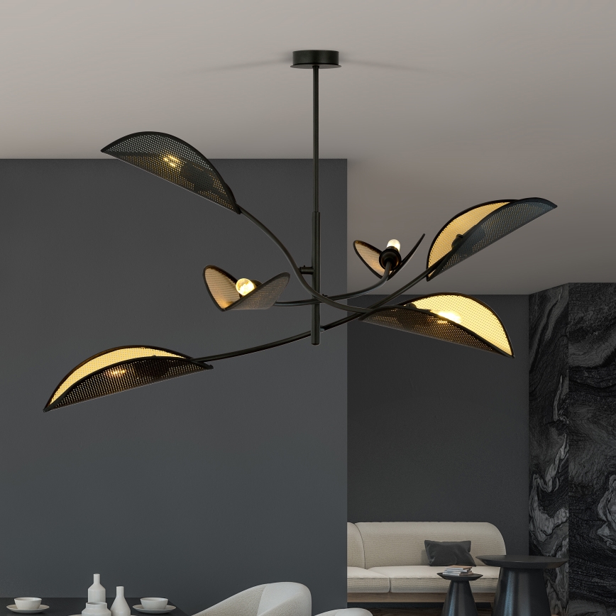 Κρεμαστό φωτιστικό LOTUS 6xE14/10W/230V μαύρο/χρυσαφί