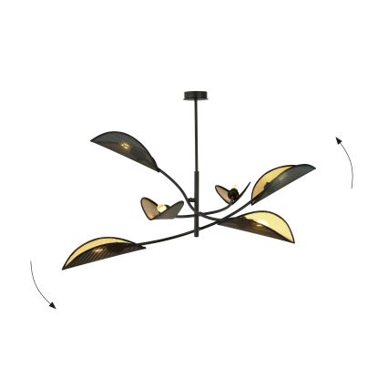 Κρεμαστό φωτιστικό LOTUS 6xE14/10W/230V μαύρο/χρυσαφί