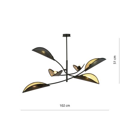 Κρεμαστό φωτιστικό LOTUS 6xE14/10W/230V μαύρο/χρυσαφί