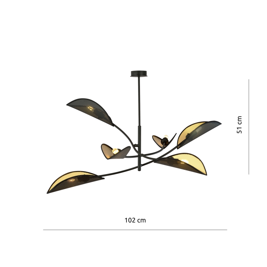 Κρεμαστό φωτιστικό LOTUS 6xE14/10W/230V μαύρο/χρυσαφί