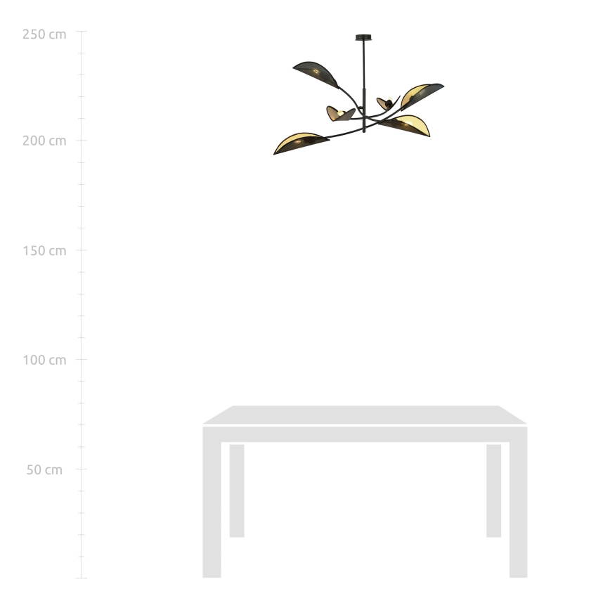 Κρεμαστό φωτιστικό LOTUS 6xE14/10W/230V μαύρο/χρυσαφί