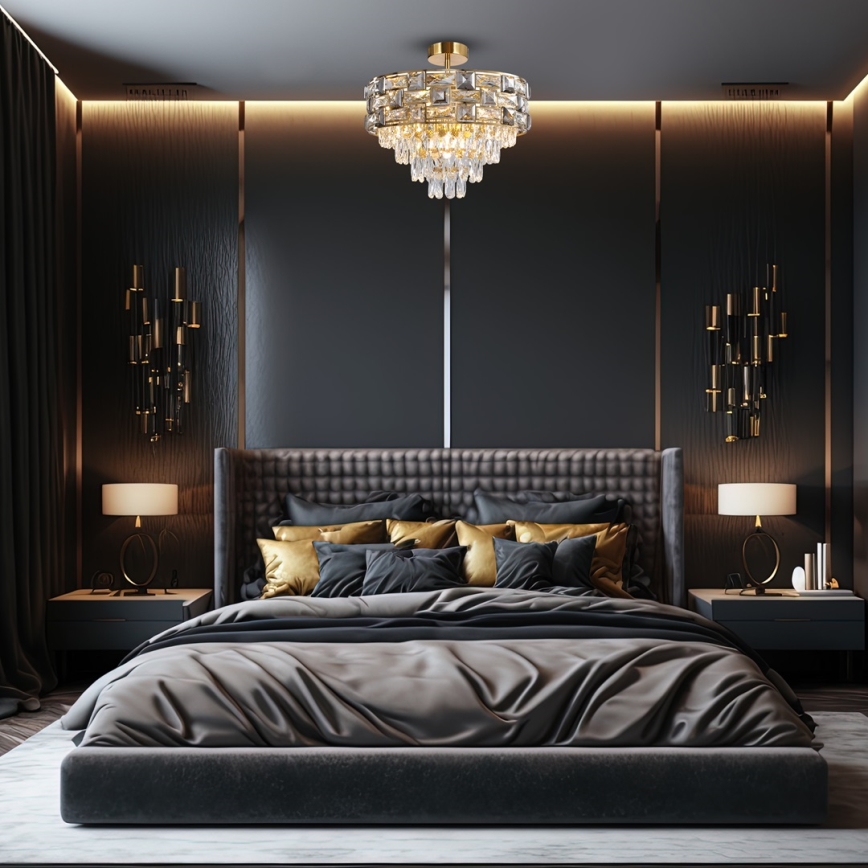 Κρεμαστό φωτιστικό LUXURIA 9xE14/40W/230V χρυσαφί
