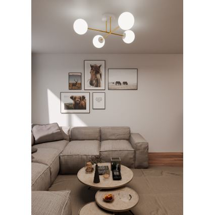 Κρεμαστό φωτιστικό MAGNUM 4xE14/10W/230V λευκό/χρυσό