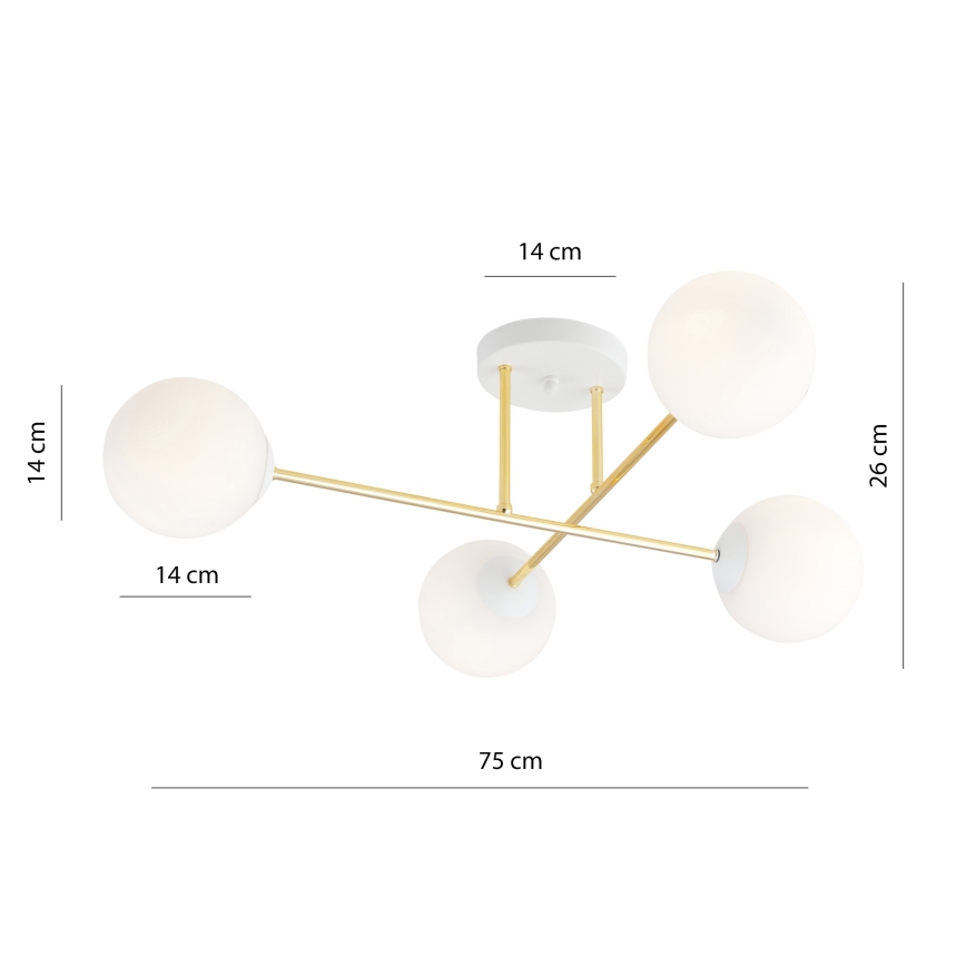 Κρεμαστό φωτιστικό MAGNUM 4xE14/10W/230V λευκό/χρυσό