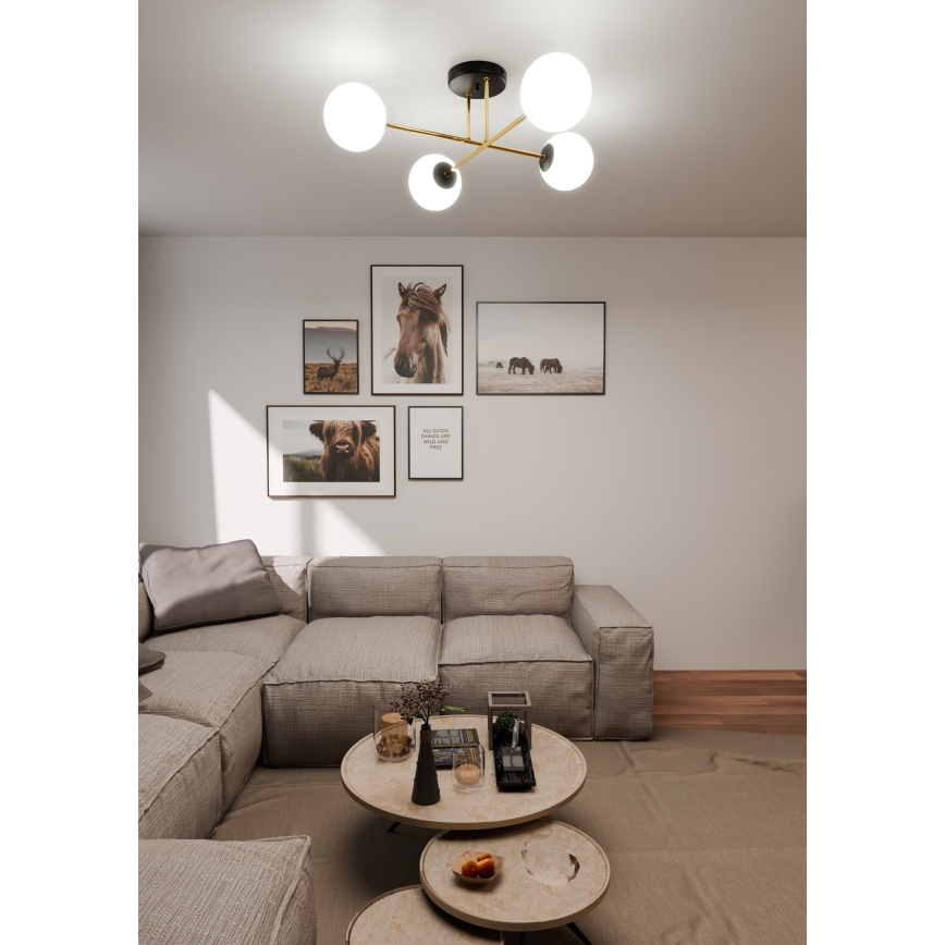 Κρεμαστό φωτιστικό MAGNUM 4xE14/10W/230V λευκό/χρυσό/μαύρο