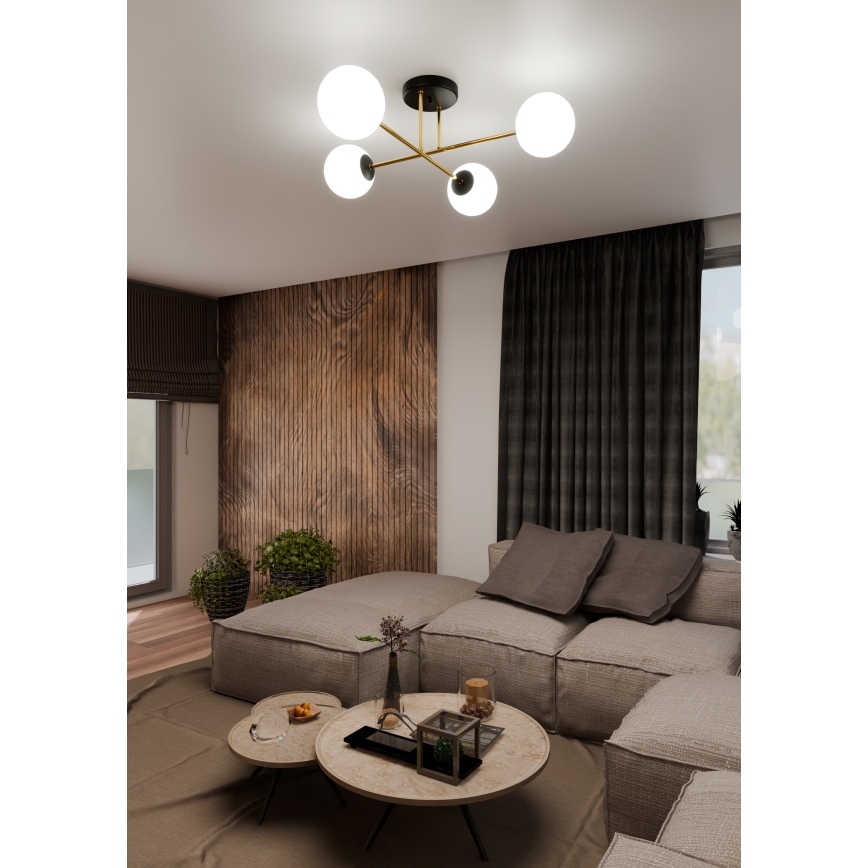 Κρεμαστό φωτιστικό MAGNUM 4xE14/10W/230V λευκό/χρυσό/μαύρο