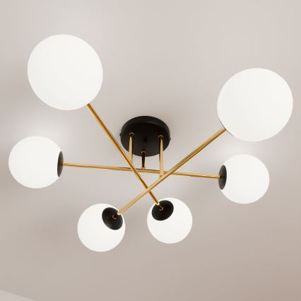 Κρεμαστό φωτιστικό MAGNUM 6xE14/10W/230V λευκό/χρυσό/μαύρο