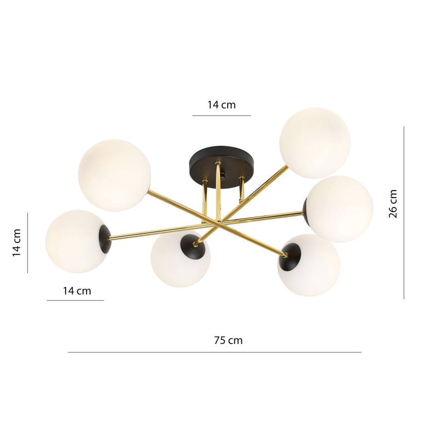 Κρεμαστό φωτιστικό MAGNUM 6xE14/10W/230V λευκό/χρυσό/μαύρο