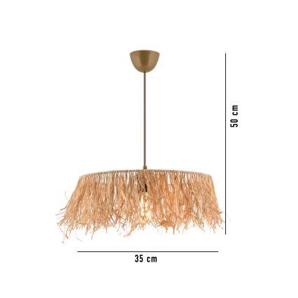 Κρεμαστό φωτιστικό MARISKA σε καλώδιο 1xE27/40W/230V, από ραφία