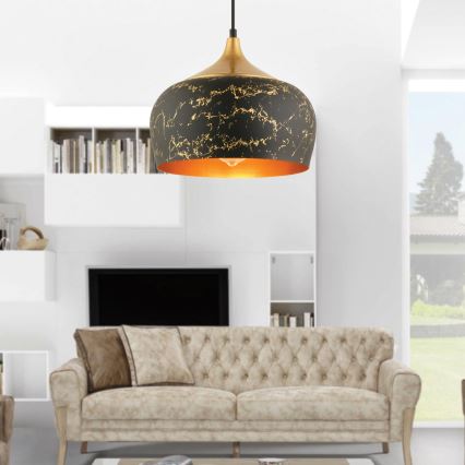 Κρεμαστό φωτιστικό MONZA 1xE27/40W/230V, διάμετρος 30 εκ., μαύρο/χάλκινο