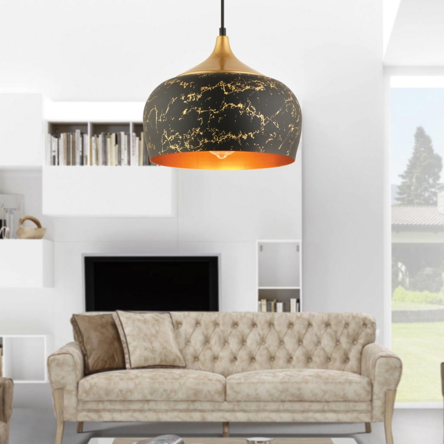 Κρεμαστό φωτιστικό MONZA 1xE27/40W/230V, διάμετρος 30 εκ., μαύρο/χάλκινο