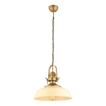 Κρεμαστό φωτιστικό MONZA με καλώδιο, 1xE27/40W/230V, διάμ. 35 cm, εκρού/μπρονζέ