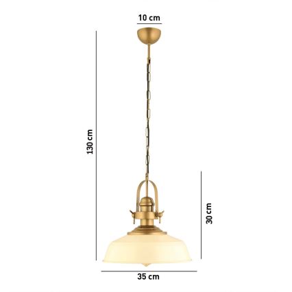 Κρεμαστό φωτιστικό MONZA με καλώδιο, 1xE27/40W/230V, διάμ. 35 cm, εκρού/μπρονζέ