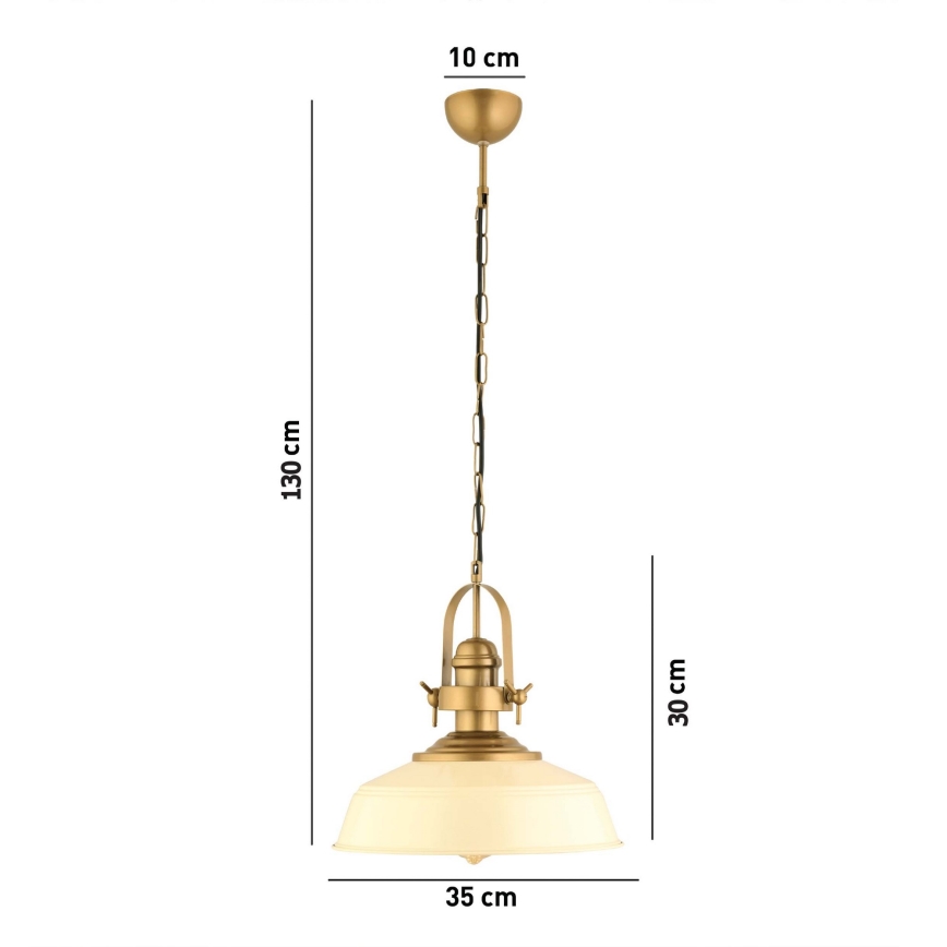 Κρεμαστό φωτιστικό MONZA με καλώδιο, 1xE27/40W/230V, διάμ. 35 cm, εκρού/μπρονζέ