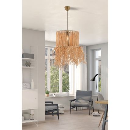 Κρεμαστό φωτιστικό NESS με καλώδιο 1xE27/40W/230V, από ραφία