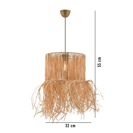 Κρεμαστό φωτιστικό NESS με καλώδιο 1xE27/40W/230V, από ραφία