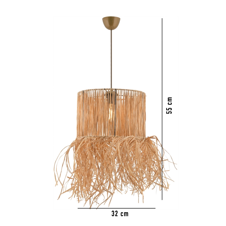Κρεμαστό φωτιστικό NESS με καλώδιο 1xE27/40W/230V, από ραφία