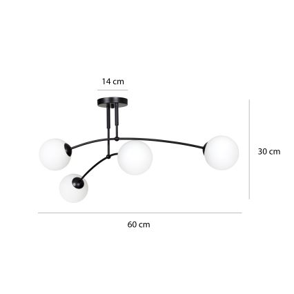 Κρεμαστό φωτιστικό PREGOS 4xE14/10W/230V μαύρο