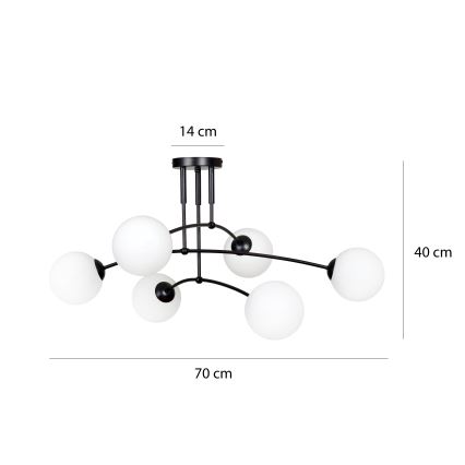 Κρεμαστό φωτιστικό PREGOS 6xE14/10W/230V μαύρο/λευκό