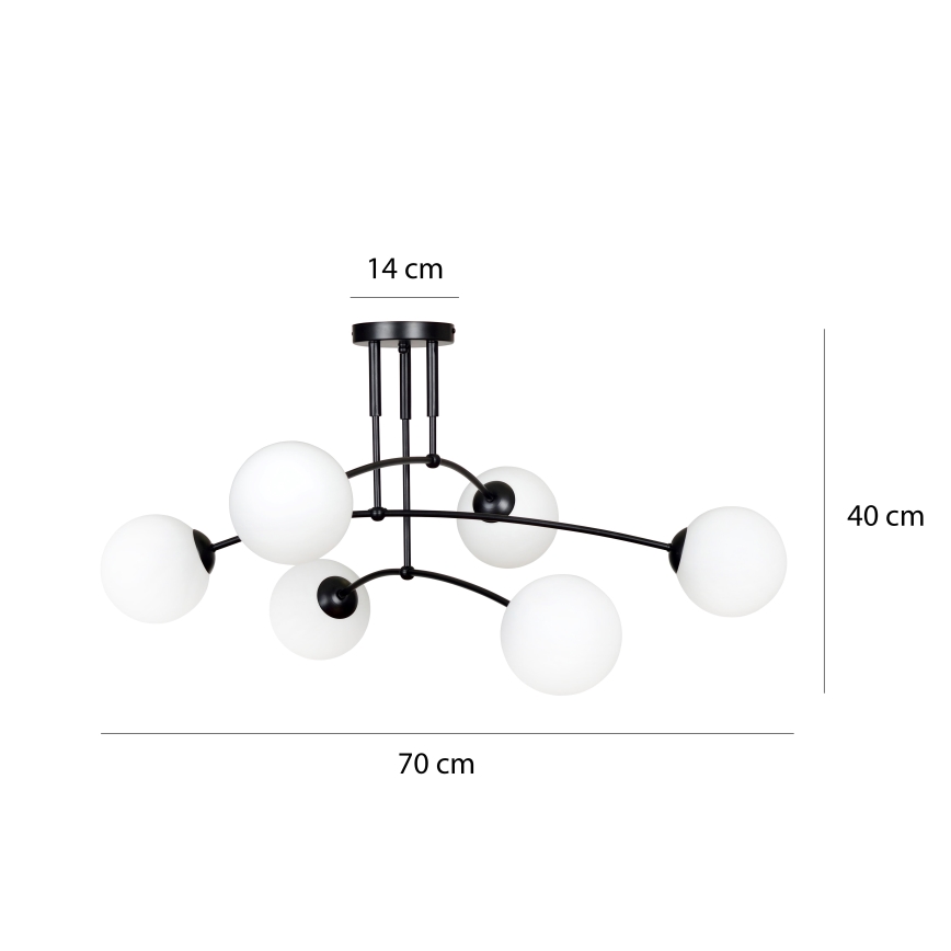 Κρεμαστό φωτιστικό PREGOS 6xE14/10W/230V μαύρο/λευκό
