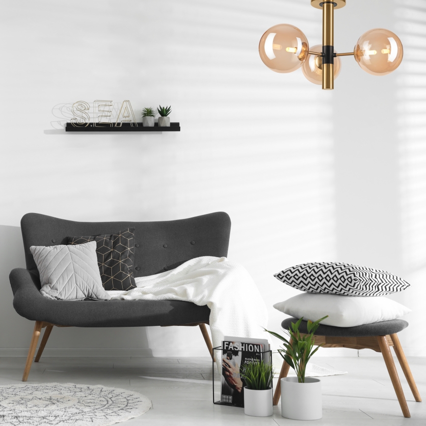 Κρεμαστό φωτιστικό ROLLO 3xG9/5W/230V χρυσό/φιμέ μπεζ