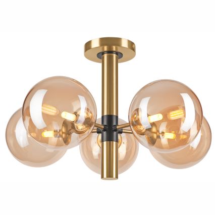 Κρεμαστό φωτιστικό ROLLO 5xG9/5W/230V χρυσό/φιμέ μπεζ