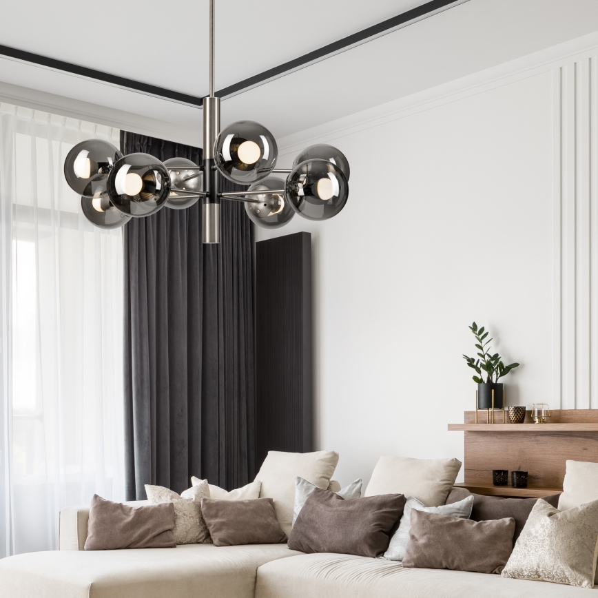 Κρεμαστό φωτιστικό ROLLO 8xE14/5W/230V ματ χρώμιο/φιμέ