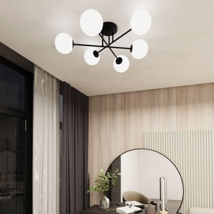 Κρεμαστό φωτιστικό ROMA 6xE14/10W/230V μαύρο/λευκό