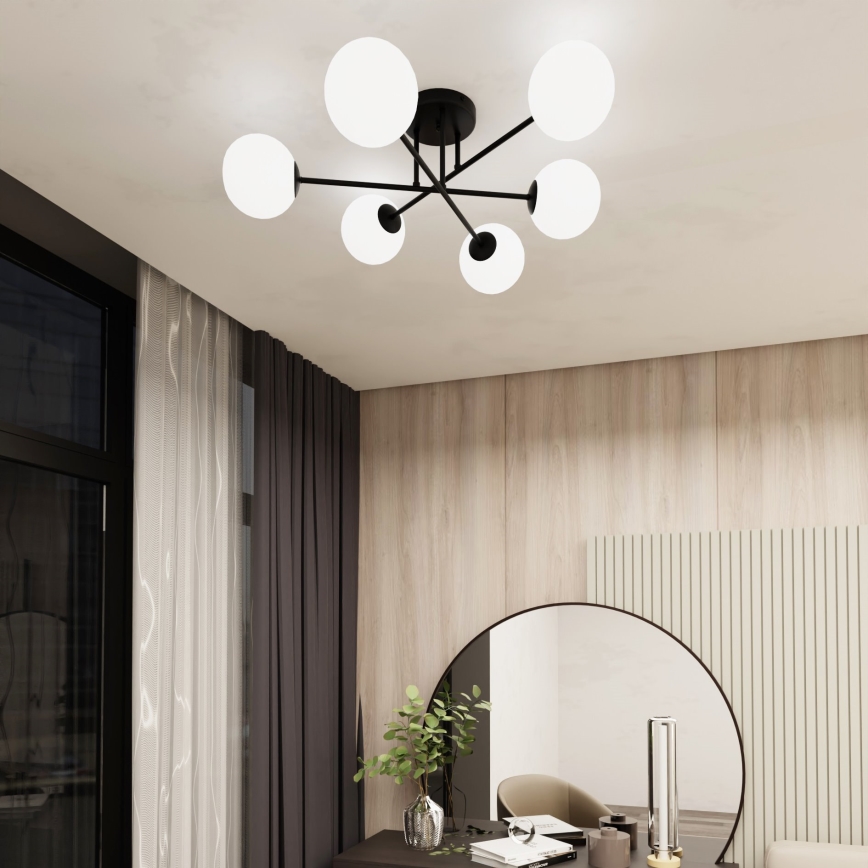 Κρεμαστό φωτιστικό ROMA 6xE14/10W/230V μαύρο/λευκό