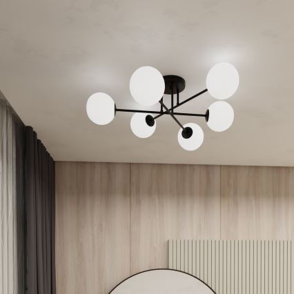 Κρεμαστό φωτιστικό ROMA 6xE14/10W/230V μαύρο/λευκό