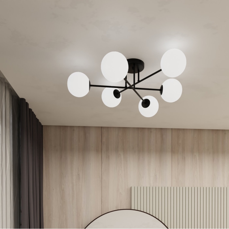 Κρεμαστό φωτιστικό ROMA 6xE14/10W/230V μαύρο/λευκό