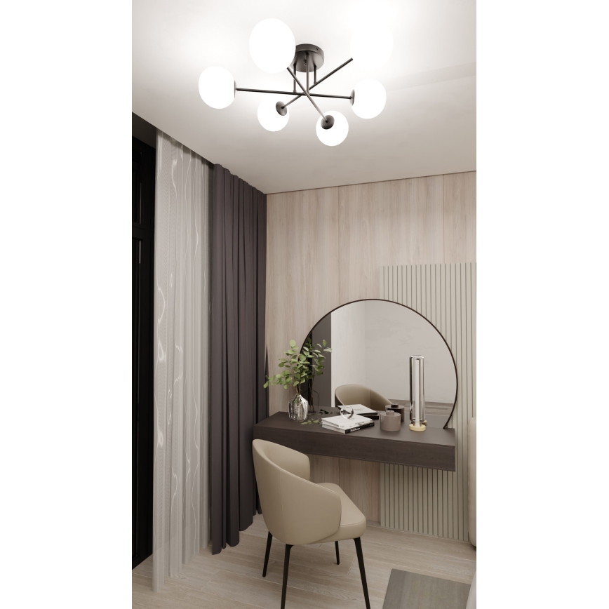 Κρεμαστό φωτιστικό ROMA 6xE14/10W/230V μαύρο/λευκό