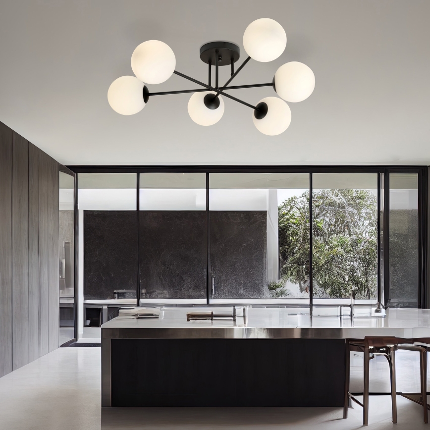 Κρεμαστό φωτιστικό ROMA 6xE14/10W/230V μαύρο/λευκό