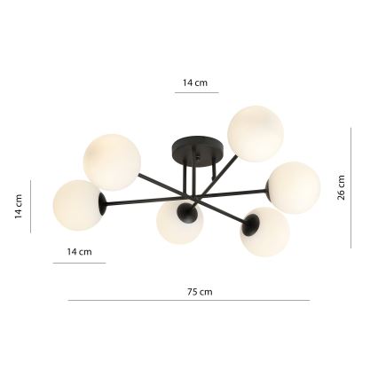 Κρεμαστό φωτιστικό ROMA 6xE14/10W/230V μαύρο/λευκό