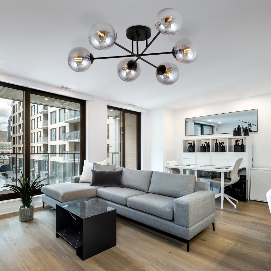 Κρεμαστό φωτιστικό ROMA 6xE14/10W/230V μαύρο/φιμέ