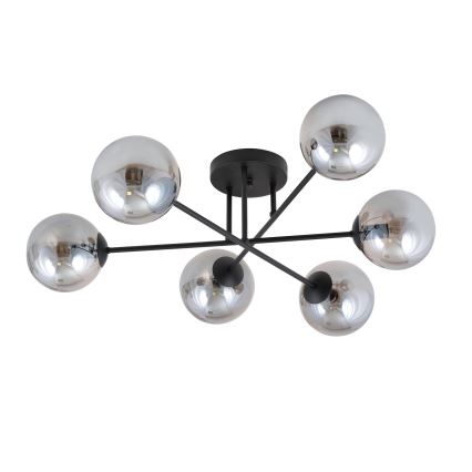 Κρεμαστό φωτιστικό ROMA 6xE14/10W/230V μαύρο/φιμέ