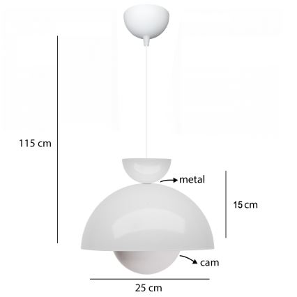 Κρεμαστό φωτιστικό SALVA 1xE27/15W/230V λευκό