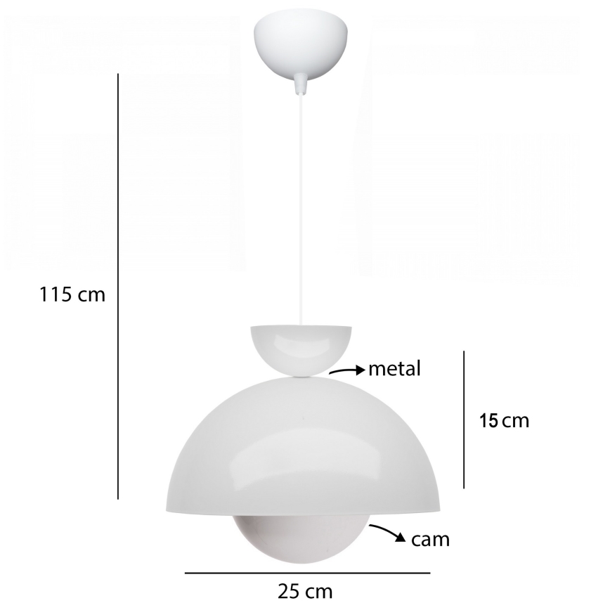 Κρεμαστό φωτιστικό SALVA 1xE27/15W/230V λευκό