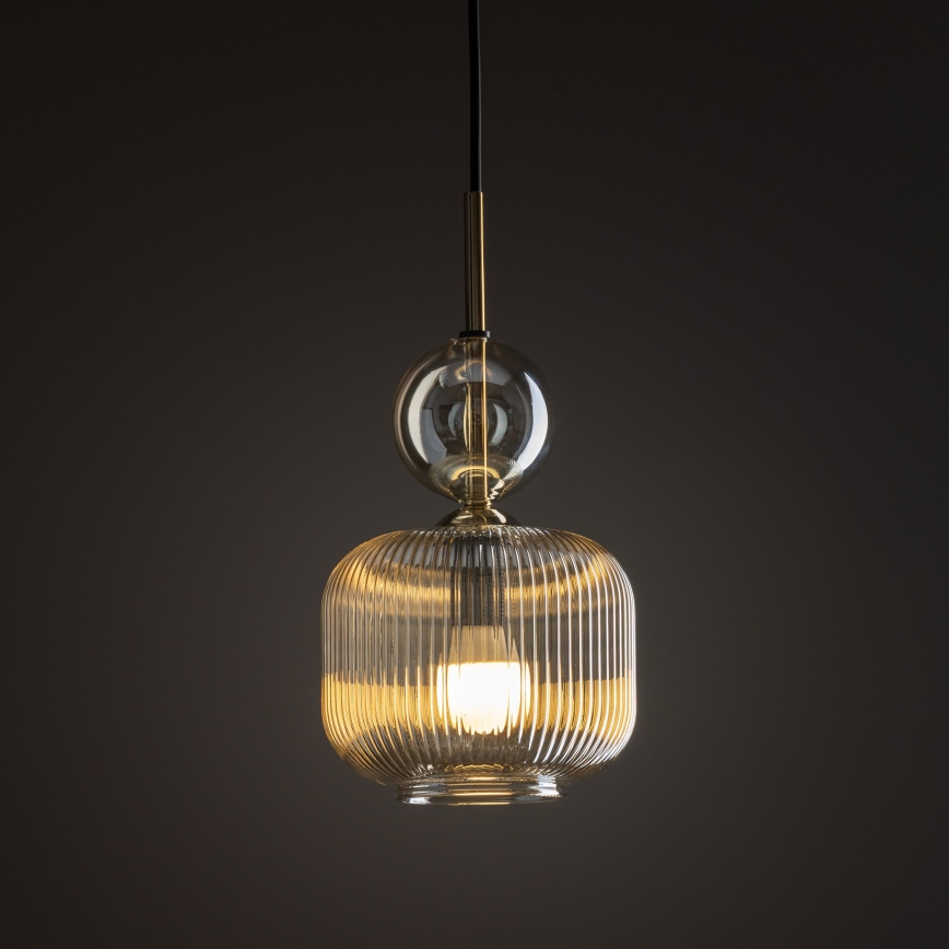 Κρεμαστό φωτιστικό SOPHIA με καλώδιο 1xE14/10W/230V μαύρο/καπνιστό μπεζ