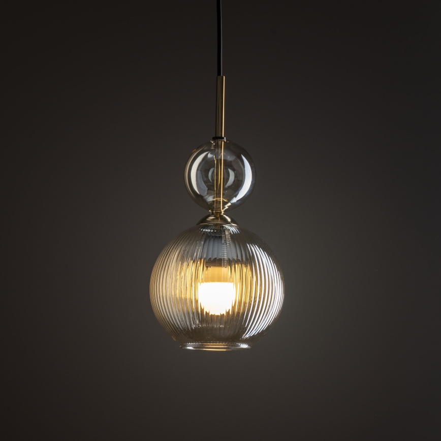 Κρεμαστό φωτιστικό SOPHIA με καλώδιο 1xE14/10W/230V μαύρο/καπνιστό μπεζ