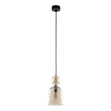 Κρεμαστό φωτιστικό SOPHIA σε καλώδιο 1xE14/10W/230V, μαύρο/καπνιστό μπεζ