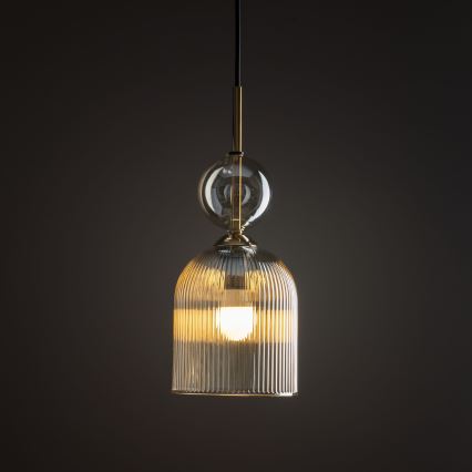 Κρεμαστό φωτιστικό SOPHIA σε καλώδιο 1xE14/10W/230V, μαύρο/καπνιστό μπεζ