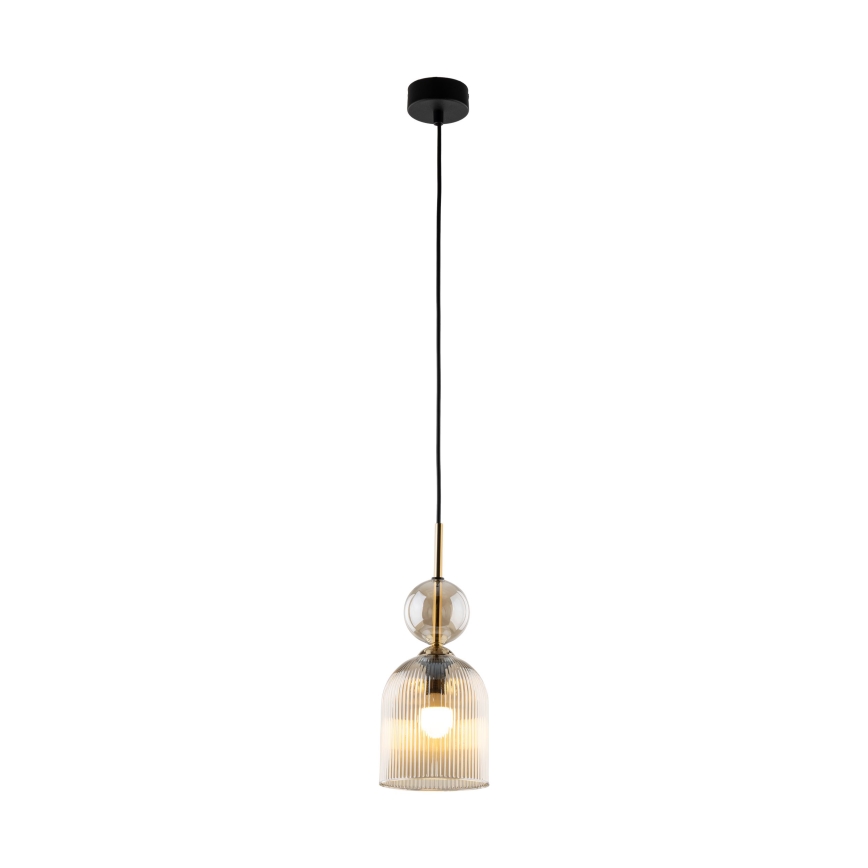 Κρεμαστό φωτιστικό SOPHIA σε καλώδιο 1xE14/10W/230V, μαύρο/καπνιστό μπεζ