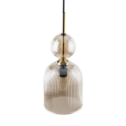 Κρεμαστό φωτιστικό SOPHIA σε καλώδιο 1xE14/10W/230V, μαύρο/καπνιστό μπεζ