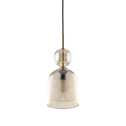 Κρεμαστό φωτιστικό SOPHIA σε καλώδιο 1xE14/10W/230V, μαύρο/καπνιστό μπεζ