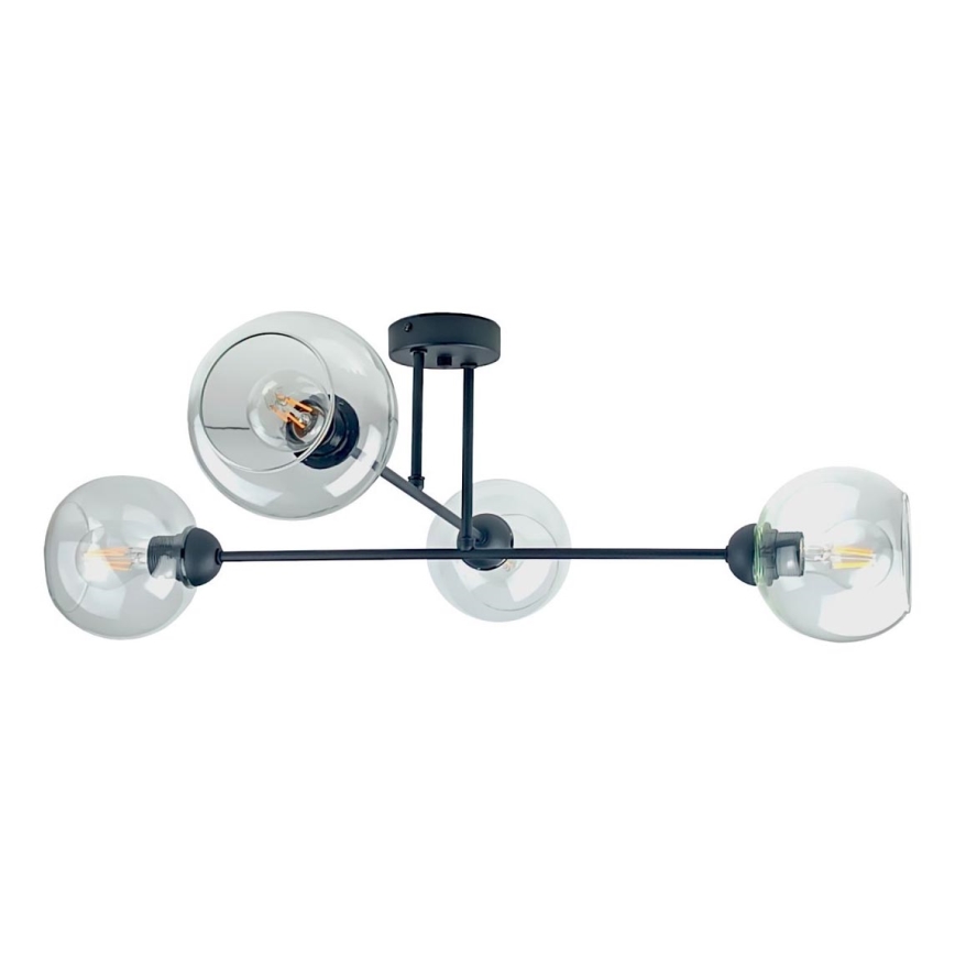 Κρεμαστό φωτιστικό VASCO 4xE27/60W/230V μαύρο/διαφανές