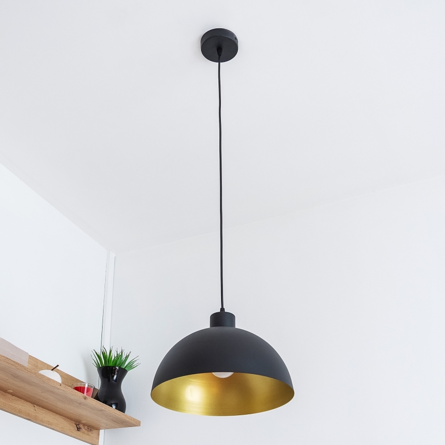 Κρεμαστό φωτιστικό VESPER με καλώδιο 1xE27/15W/230 Ø 30 cm μαύρο/χρυσό
