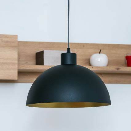 Κρεμαστό φωτιστικό VESPER με καλώδιο 1xE27/15W/230 Ø 30 cm μαύρο/χρυσό