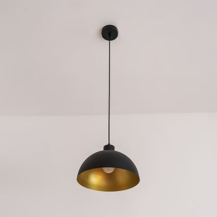 Κρεμαστό φωτιστικό VESPER με καλώδιο 1xE27/15W/230 Ø 30 cm μαύρο/χρυσό